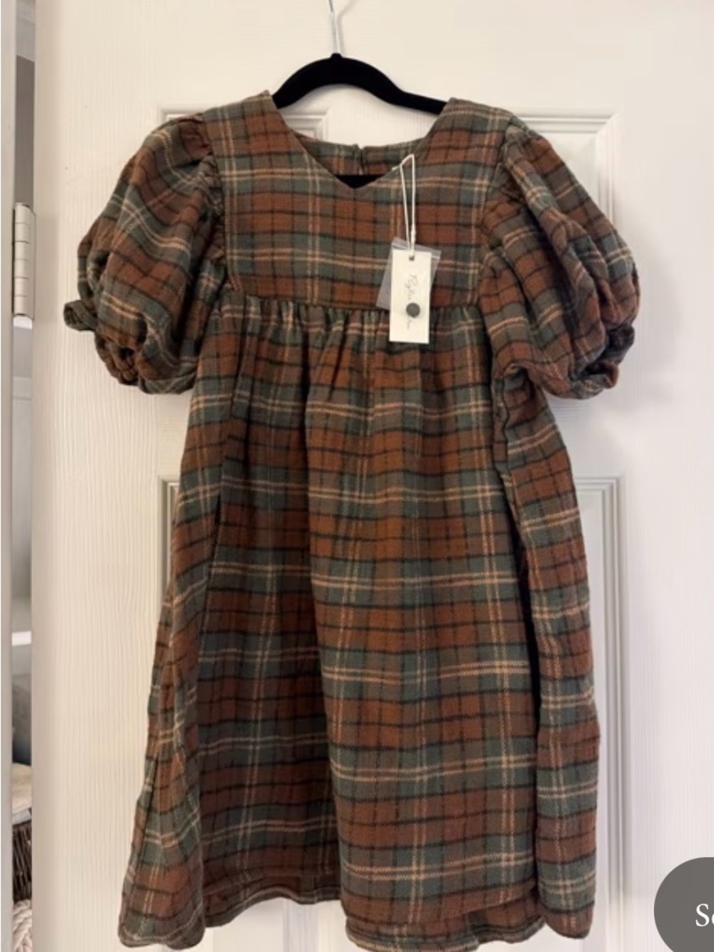 Rylee + Cru Jolene Plaid Puff-Sleeve Dress